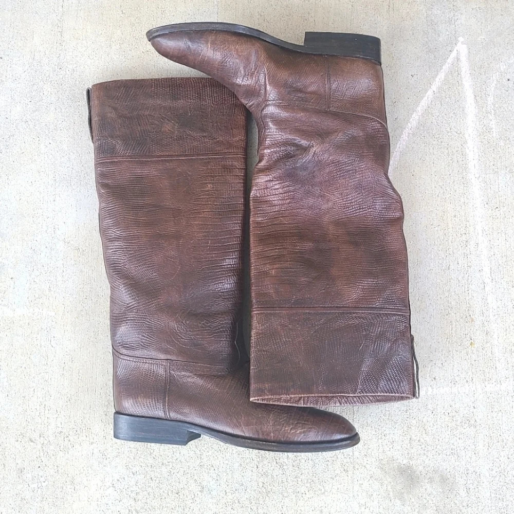 Pollini Python Brown Knee-High Boots - Picture 10 of 10